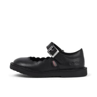 Adlar MJ Scallop en cuir noir pour filles en bas âge