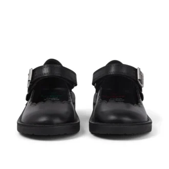 Adlar MJ Scallop en cuir noir pour filles en bas âge