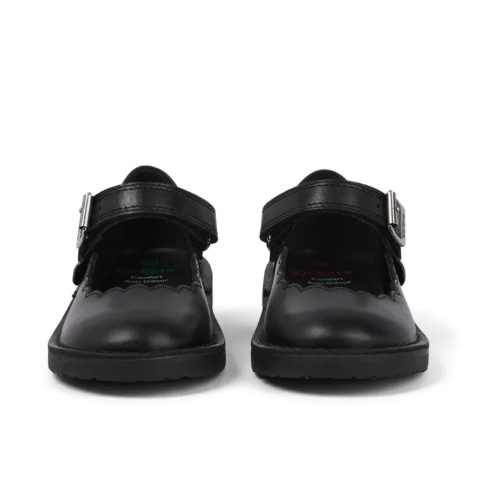 Adlar MJ Scallop en cuir noir pour filles en bas âge