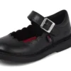 Adlar MJ Scallop en cuir noir pour filles en bas âge