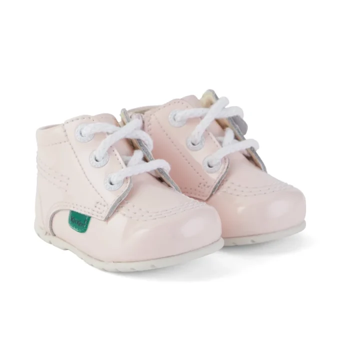 Baby Kick Hi en cuir verni rose pâle