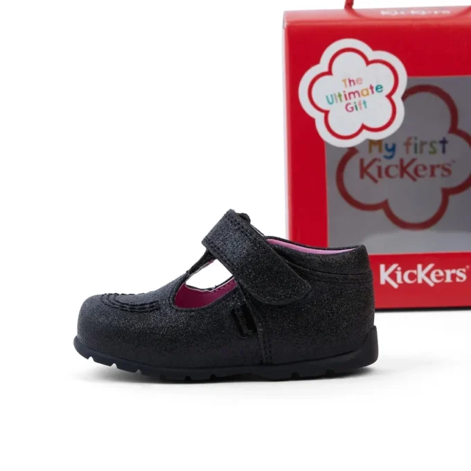 Baby Kick T Glitter Textile Noir