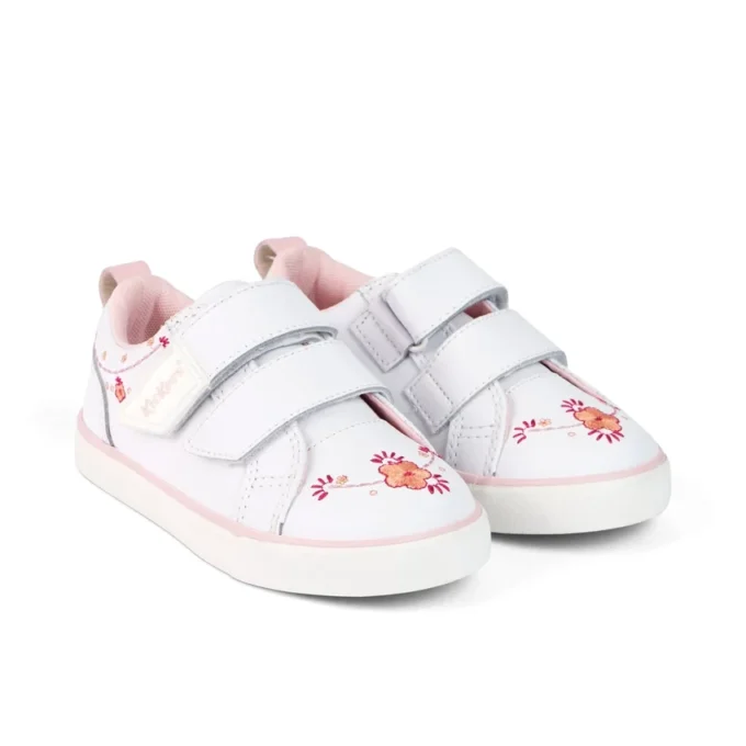 Baskets Tovni Twin Happy pour filles en cuir blanc