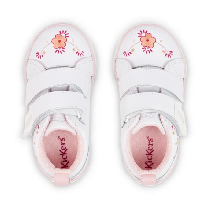 Baskets Tovni Twin Happy pour filles en cuir blanc