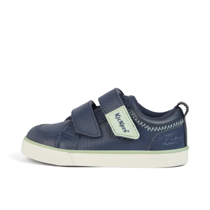 Baskets Tovni Twin ZigZag en cuir bleu marine pour garçons en bas âge