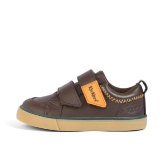 Baskets Tovni Twin ZigZag pour garçons en cuir marron