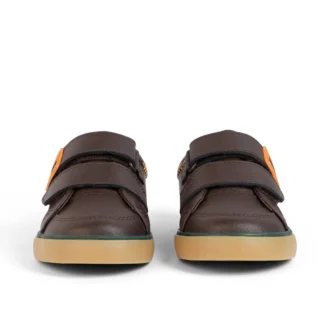 Baskets Tovni Twin ZigZag pour garçons en cuir marron