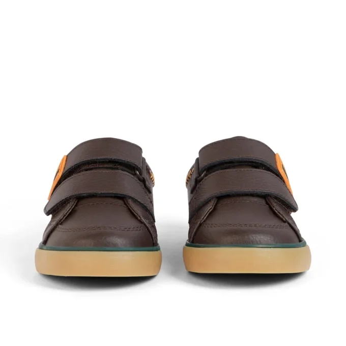 Baskets Tovni Twin ZigZag pour garçons en cuir marron