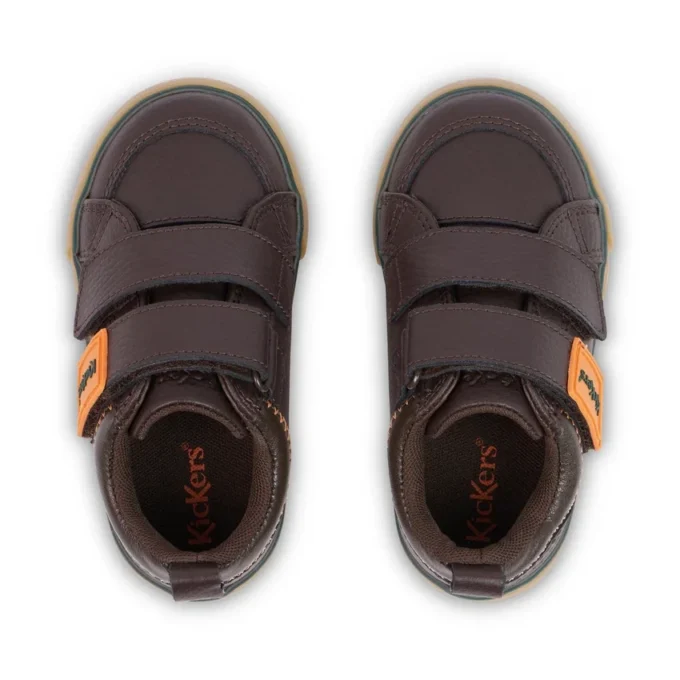 Baskets Tovni Twin ZigZag pour garçons en cuir marron