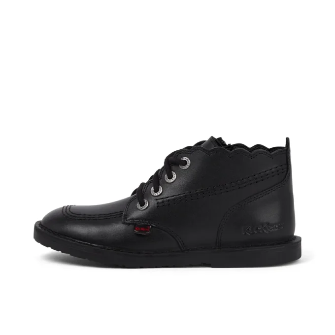 Bottes Adlar Hi en cuir festonné pour filles, noir Bottes Adlar Hi en cuir festonné pour filles, noir