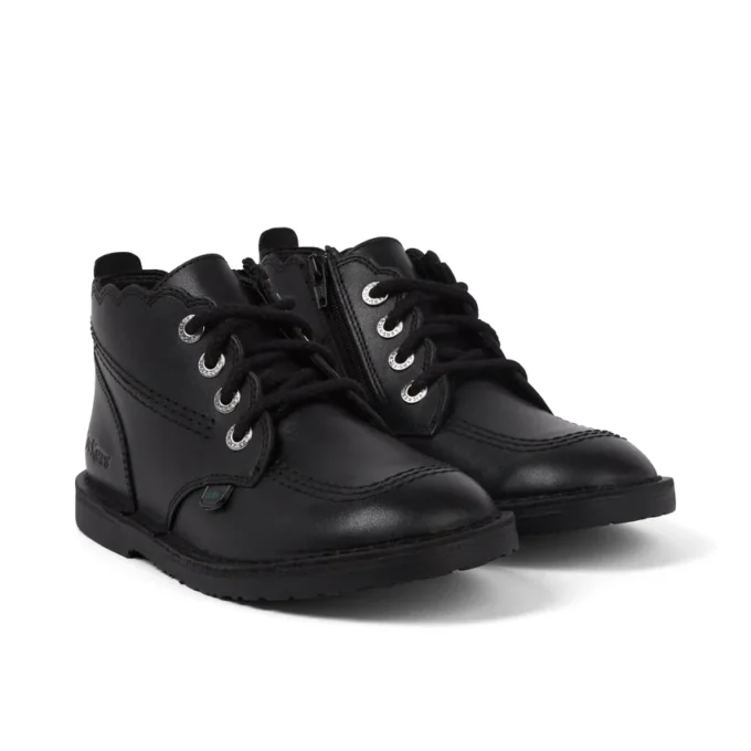 Bottes Adlar Hi en cuir festonné pour filles, noir Bottes Adlar Hi en cuir festonné pour filles, noir