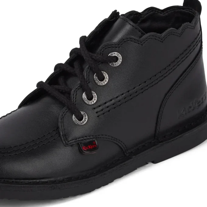 Bottes Adlar Hi en cuir festonné pour filles, noir Bottes Adlar Hi en cuir festonné pour filles, noir
