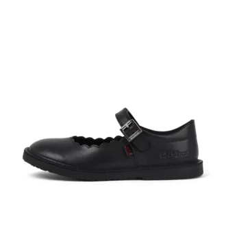 Bottes Adlar MJ en cuir festonné noir pour filles Bottes Adlar MJ en cuir festonné noir pour filles