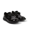 Bottes Adlar T Bar Bow en cuir verni noir pour filles