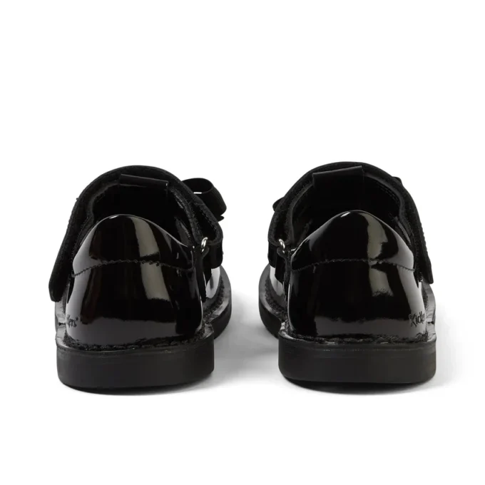 Bottes Adlar T Bar Bow en cuir verni noir pour filles