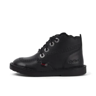Bottes en cuir Adlar Hi Scallop pour filles en bas âge, noires