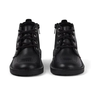 Bottes en cuir Adlar Hi Scallop pour filles en bas âge, noires