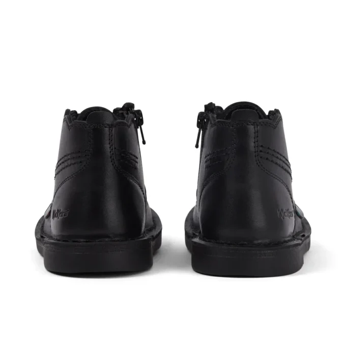 Bottes en cuir Adlar Hi Scallop pour filles en bas âge, noires