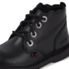 Bottes en cuir Adlar Hi Scallop pour filles en bas âge, noires
