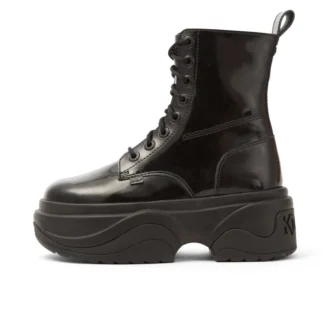 Bottes Kade unisexes pour adultes en cuir verni noir
