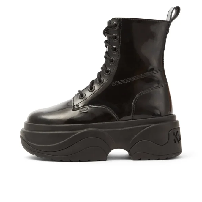 Bottes Kade unisexes pour adultes en cuir verni noir Bottes Kade unisexes pour adultes en cuir verni noir
