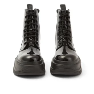 Bottes Kade unisexes pour adultes en cuir verni noir
