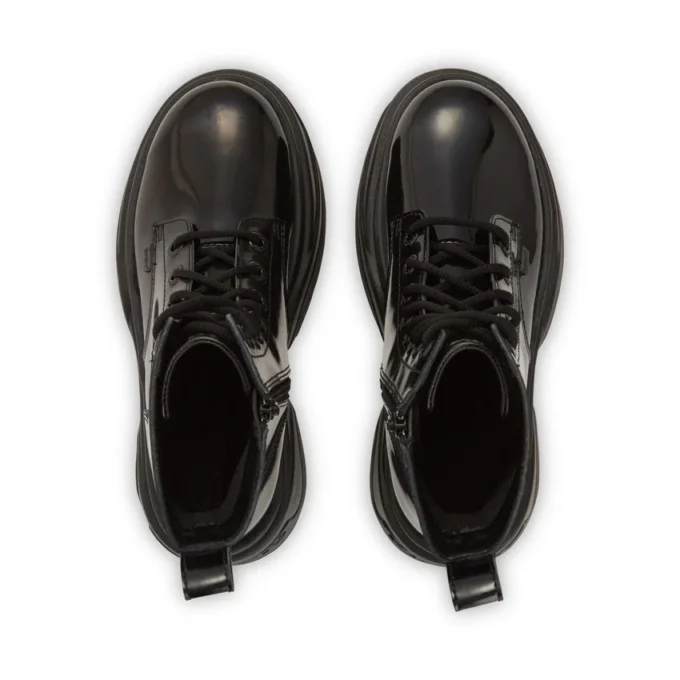 Bottes Kade unisexes pour adultes en cuir verni noir Bottes Kade unisexes pour adultes en cuir verni noir