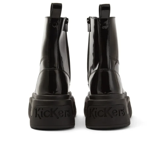 Bottes Kade unisexes pour adultes en cuir verni noir Bottes Kade unisexes pour adultes en cuir verni noir