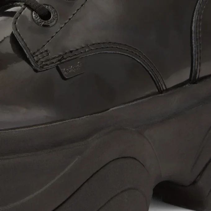 Bottes Kade unisexes pour adultes en cuir verni noir Bottes Kade unisexes pour adultes en cuir verni noir