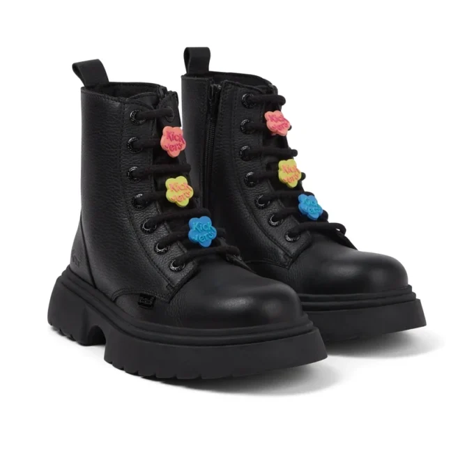 Bottes Kenzi pour filles junior en cuir noir Bottes Kenzi pour filles junior en cuir noir
