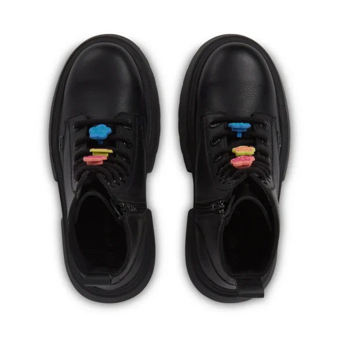 Bottes Kenzi pour filles junior en cuir noir Bottes Kenzi pour filles junior en cuir noir