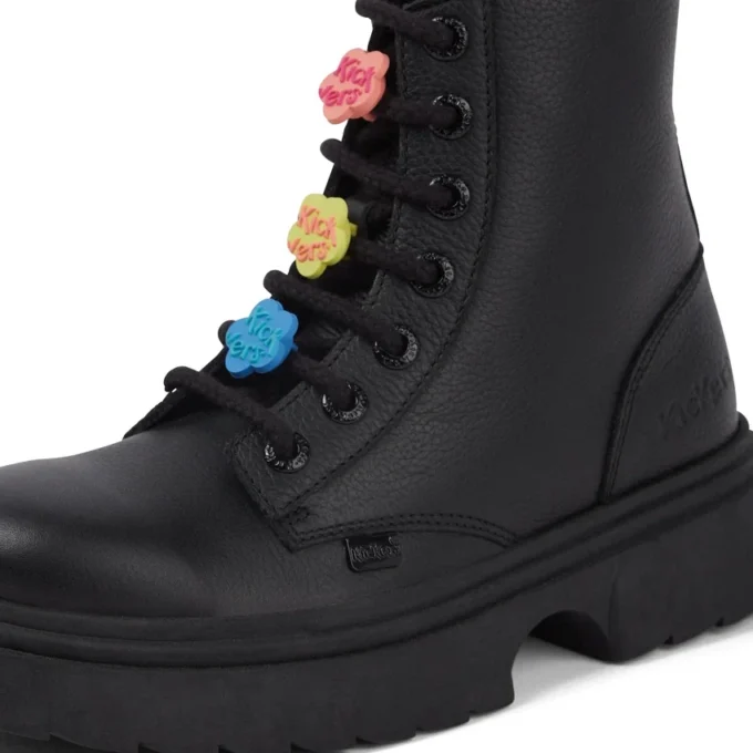Bottes Kenzi pour filles junior en cuir noir Bottes Kenzi pour filles junior en cuir noir