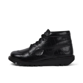 Bottes Kick Hi Croc en cuir noir unisexe adulte