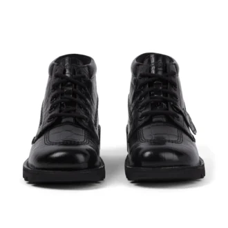 Bottes Kick Hi Croc en cuir noir unisexe adulte