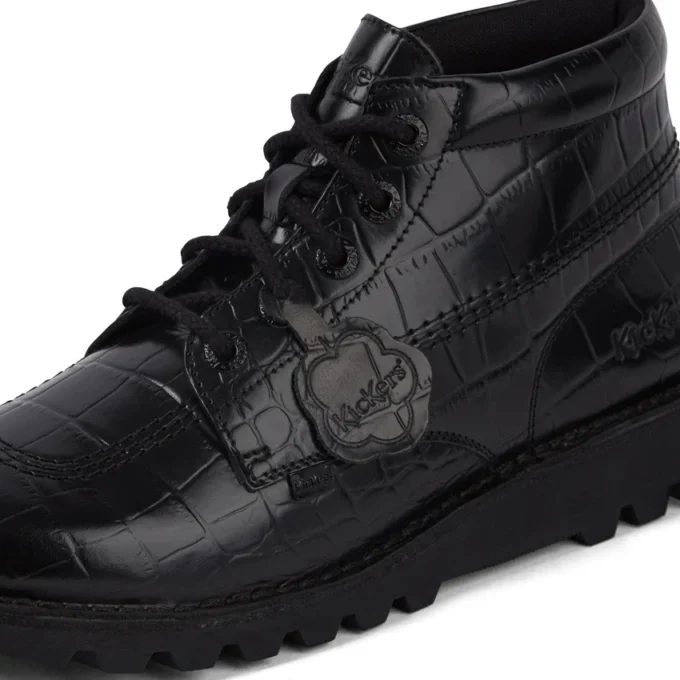 Bottes Kick Hi Croc en cuir noir unisexe adulte Bottes Kick Hi Croc en cuir noir unisexe adulte