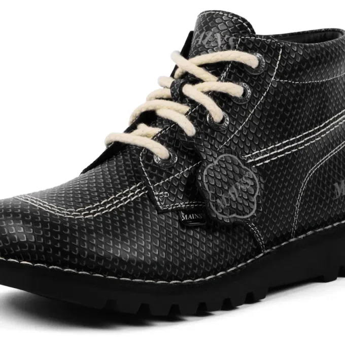 Bottes Kick Hi en cuir grainé Mains gris pour adulte unisexe Bottes Kick Hi en cuir grainé Mains gris pour adulte unisexe