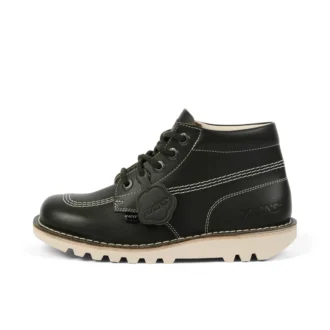 Bottes Kick Hi en cuir grainé Mains vert foncé pour adultes unisexe