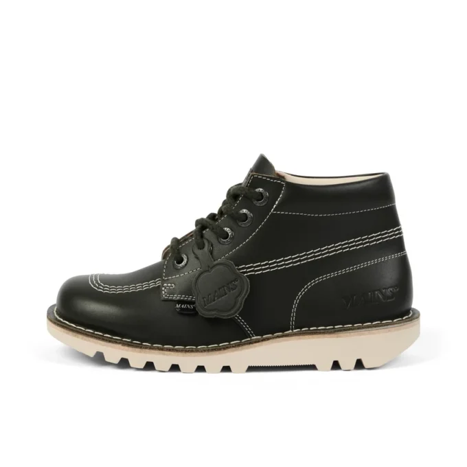Bottes Kick Hi en cuir grainé Mains vert foncé pour adultes unisexe Bottes Kick Hi en cuir grainé Mains vert foncé pour adultes unisexe