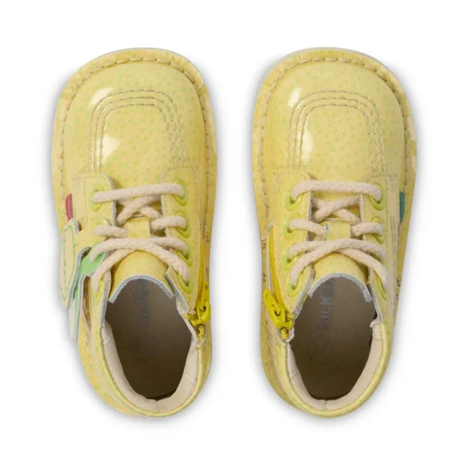 Bottes Kick Hi Fruit en cuir verni jaune unisexe pour bébé