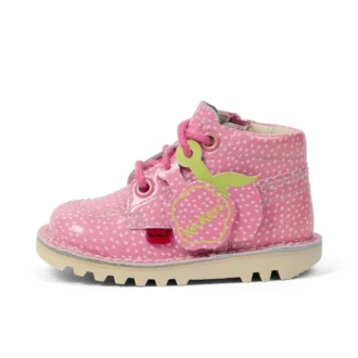 Bottes Kick Hi Fruit en cuir verni rose pour bébés, unisexes