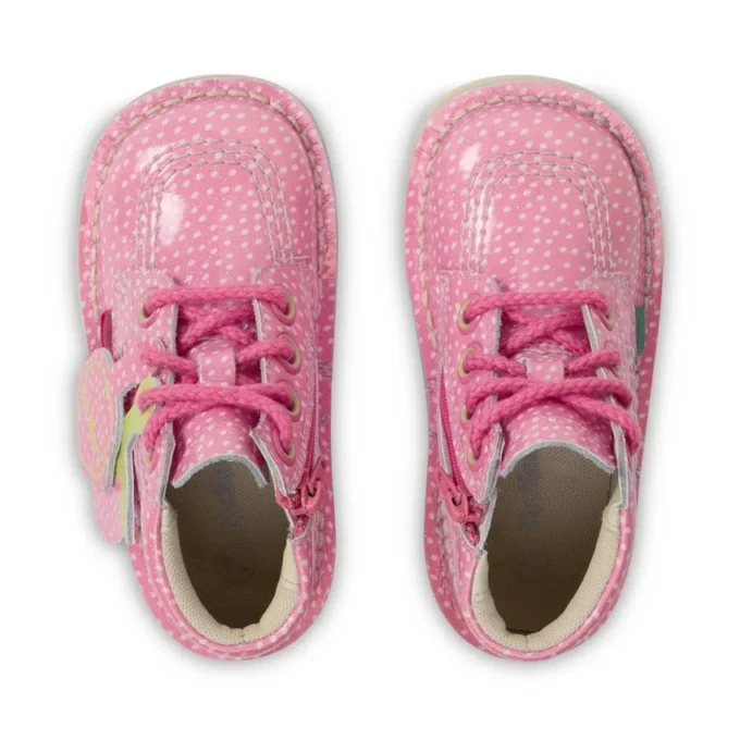 Bottes Kick Hi Fruit en cuir verni rose pour bébés, unisexes
