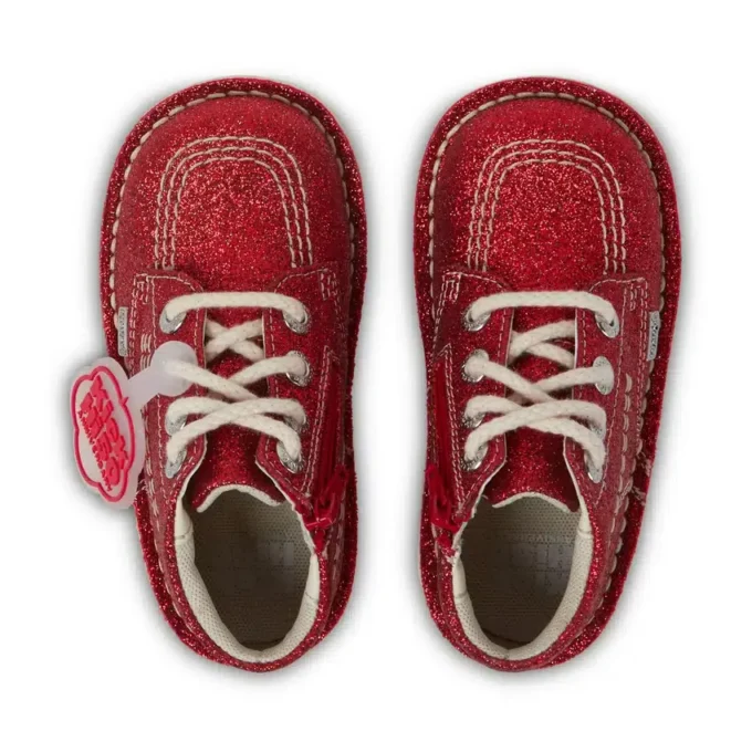 Bottes Kick Hi Glitter unisexes pour bébés, rouge