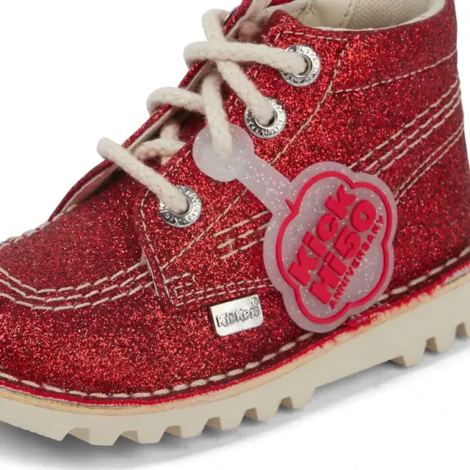 Bottes Kick Hi Glitter unisexes pour bébés, rouge