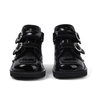Bottes Kick Hi Meadow en cuir verni pour bébés filles, noires
