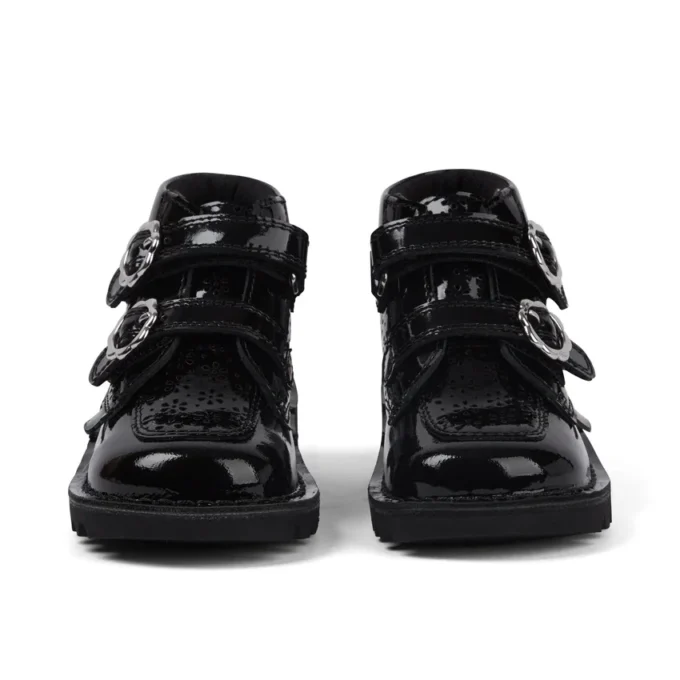 Bottes Kick Hi Meadow en cuir verni pour bébés filles, noires