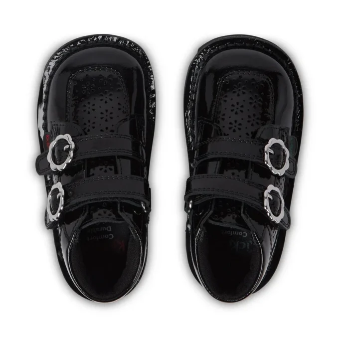 Bottes Kick Hi Meadow en cuir verni pour bébés filles, noires