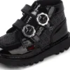 Bottes Kick Hi Meadow en cuir verni pour bébés filles, noires