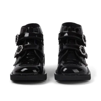 Bottes Kick Hi Meadow en cuir verni pour filles, noir