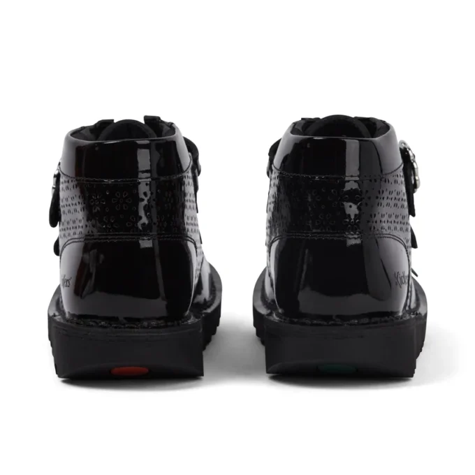Bottes Kick Hi Meadow en cuir verni pour filles, noir