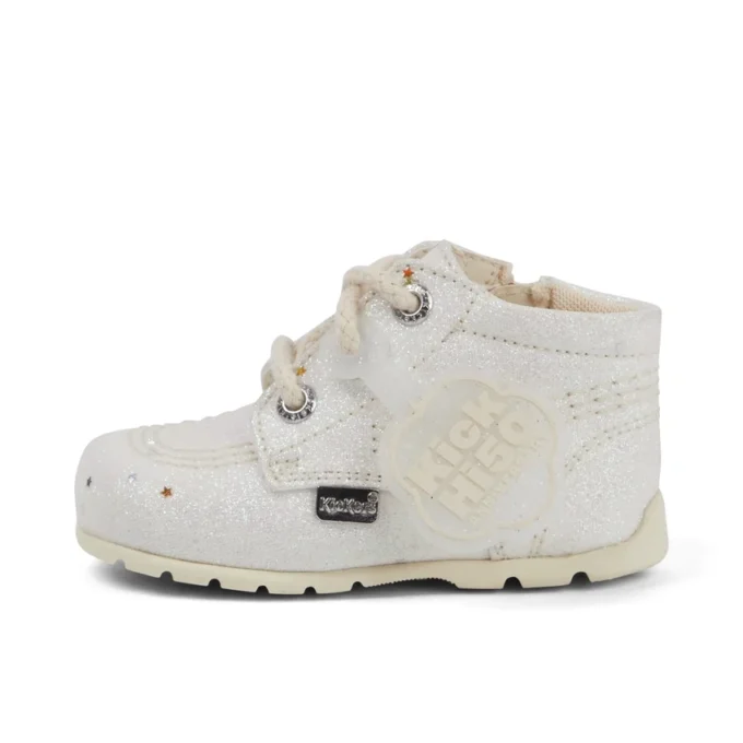 Bottes Kick Hi pailletées unisexe pour bébé, blanches Bottes Kick Hi pailletées unisexe pour bébé, blanches